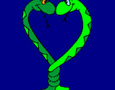 Disegno Serpenti innamorati  pitturato su sofia