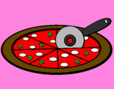 Disegno Pizza pitturato su francesca