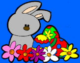 Disegno Coniglietto di Pasqua  pitturato su Alberto