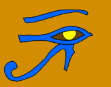 Disegno Occhio di Horus  pitturato su ZANNA BLU