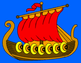 Disegno Barca vikinga  pitturato su nicoloì