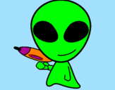 Disegno Alieno II pitturato su camilla