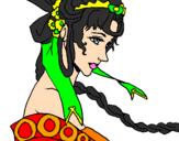 Disegno Principessa cinese pitturato su soumia