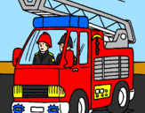 Disegno Camion dei Pompieri  pitturato su lissone