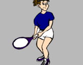 Disegno Ragazza che gioca a tennis  pitturato su bruno