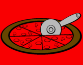 Disegno Pizza pitturato su pizza