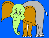 Disegno Elefante felice  pitturato su roberto