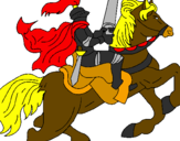 Disegno Cavaliere a cavallo pitturato su Cavaliere Nero