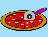 Disegno Pizza pitturato su scarabeo