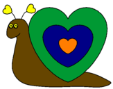 Disegno Lumachina cuore  pitturato su wau
