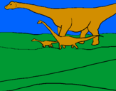 Disegno Famiglia di Brachiosauri  pitturato su ALBERTO T