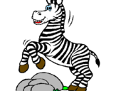 Disegno Zebra che salta sulle pietre  pitturato su ciccio