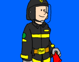 Disegno Pompiere  pitturato su Sam il pompiere