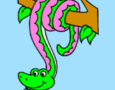 Disegno Serpente avvinghiata ad un albero  pitturato su 1234567890