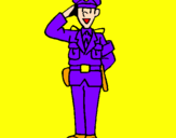 Disegno Poliziotto che saluta  pitturato su gyhuyghjgv