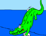 Disegno Alligatore che entra nell'acqua  pitturato su antolas2002