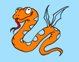Disegno Serpente con le ali  pitturato su sara