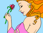 Disegno Principessa con una rosa pitturato su DNAngel