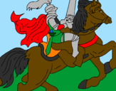 Disegno Cavaliere a cavallo pitturato su michele