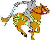 Disegno Cavaliere a cavallo IV pitturato su chiara