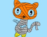 Disegno Mummia gatto scaraboechio pitturato su riccardo