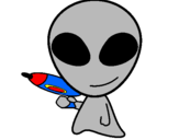 Disegno Alieno II pitturato su grigio