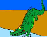 Disegno Alligatore che entra nell'acqua  pitturato su DAVIDE