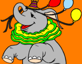Disegno Elefante con 3 palloncini  pitturato su michi