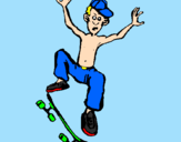 Disegno Skateboard pitturato su sara