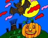 Disegno Halloween paesaggio pitturato su halloween