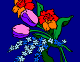 Disegno Mazzo di fiori pitturato su orso