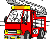 Disegno Camion dei Pompieri  pitturato su erto