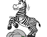 Disegno Zebra che salta sulle pietre  pitturato su emy