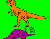 Disegno Triceratops e Tyrannosaurus Rex pitturato su MARCO 