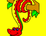 Disegno Serpente avvinghiata ad un albero  pitturato su nicolo forti