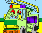 Disegno Camion dei Pompieri  pitturato su camion pompieri