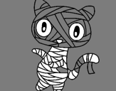 Disegno Mummia gatto scaraboechio pitturato su chiara