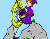 Disegno Folletto che suona l'arpa  pitturato su elfo