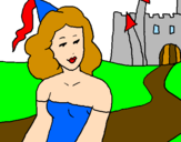 Disegno Principessa e castello  pitturato su lorenzo