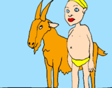 Disegno Bambino africano con una capra pitturato su stefano