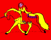 Disegno Principessa a cavallo di unicorno  pitturato su elisa
