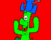 Disegno Cactus con il cappello  pitturato su valerio f.