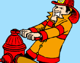Disegno Pompiere  pitturato su valex
