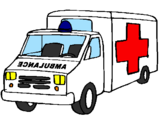 Disegno Ambulanza  pitturato su marco