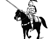 Disegno Cavallerizzo a cavallo  pitturato su cavallo nero