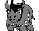 Disegno Rinoceronte  pitturato su Marco
