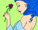 Disegno Principessa con una rosa pitturato su MATTEO   8   ANNI