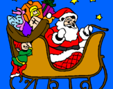 Disegno Babbo Natale alla guida della sua slitta pitturato su MARTINA1308