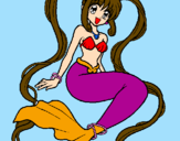 Disegno Sirena con le perle  pitturato su sandy