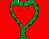 Disegno Serpenti innamorati  pitturato su davide